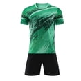 thumbnail image 4 of NAISIBABY Boys Activewear 2-Piece, Quick Dry Short Sleeve T-Shirt & Sports Shorts Sets Performance Basketball Football Outfits Green Size 7-8, 4 of 5