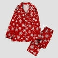 thumbnail image 5 of Christmas Santa Pajama Set for Women,Womens Button Up Lapel Neck Long Sleeve Sleepwear Xmas Graphic Pjs 2 Piece Pants Nightwear Pajama Suits, 5 of 7