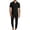 Set-A176Black, variant on Men's 2 Piece Crinkle Set Shawl Collar V-Neck Shirt and Drawstring Pants Textured Summer Outfit for Beach Lounge Casual Daily Relaxed Wear