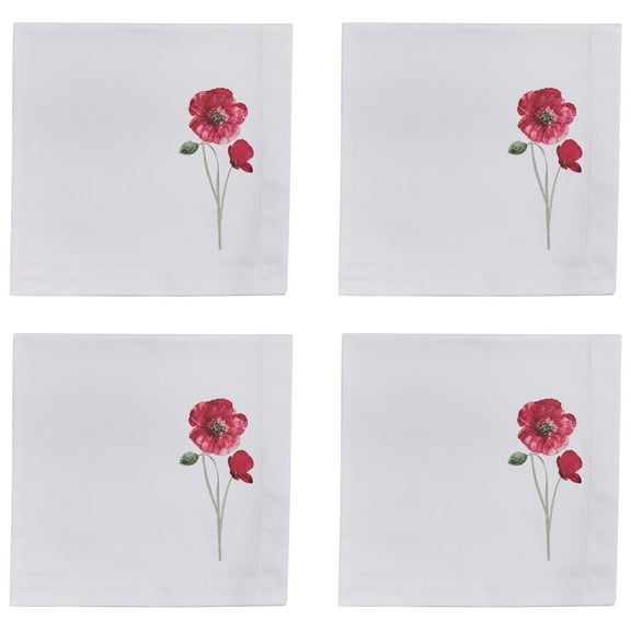 Split P Poppy Red Flower Napkin Set of 4