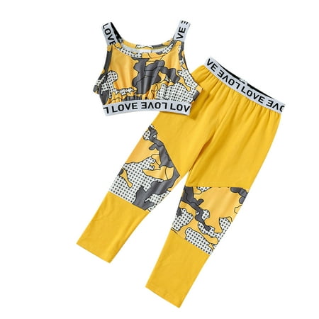 

Pants Casual Vest Summer Sport 2PCS Girls Set Children Kids Print Girls Outfits&Set