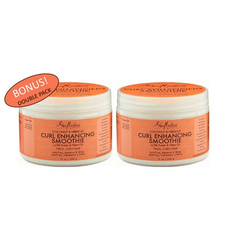 Shea Moisture Coconut & Hibiscus Curl Enhancing Smoothie w/ Silk Protein & Neem Oil - Thick Curly Hair - 12 oz - Value Double Pack - Qty of 2
