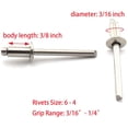 thumbnail image 2 of GHSDFBB Stainless Steel Blind Rivets 3/16"x1/4" (6-4) Open End Type Pop Rivet Grip Range 3/16-1/4 inch (50 pack), 2 of 4