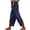 Navy, variant on Yuanlook Ladies High Waist Linen Cotton Jogger Pants, Adjustable Drawstring Waist Functional Side Pockets Cuffed Cropped Loose Resort Trousers S-XXXL