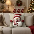 thumbnail image 5 of ‌Christmas Throw Pillow Covers‌ Embroidered Santa Claus/Reindeer/Snowman,Festive Holiday Throw Pillow Case for Sofa Living Room Decor,Farmhouse Style Christmas Cushion Cover for Winter Decor, 5 of 6