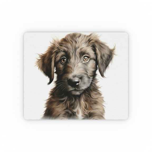 DistinctInk Mouse Pad - 1/4" Foam Rubber - Irish Wolfhound Puppy Drawing