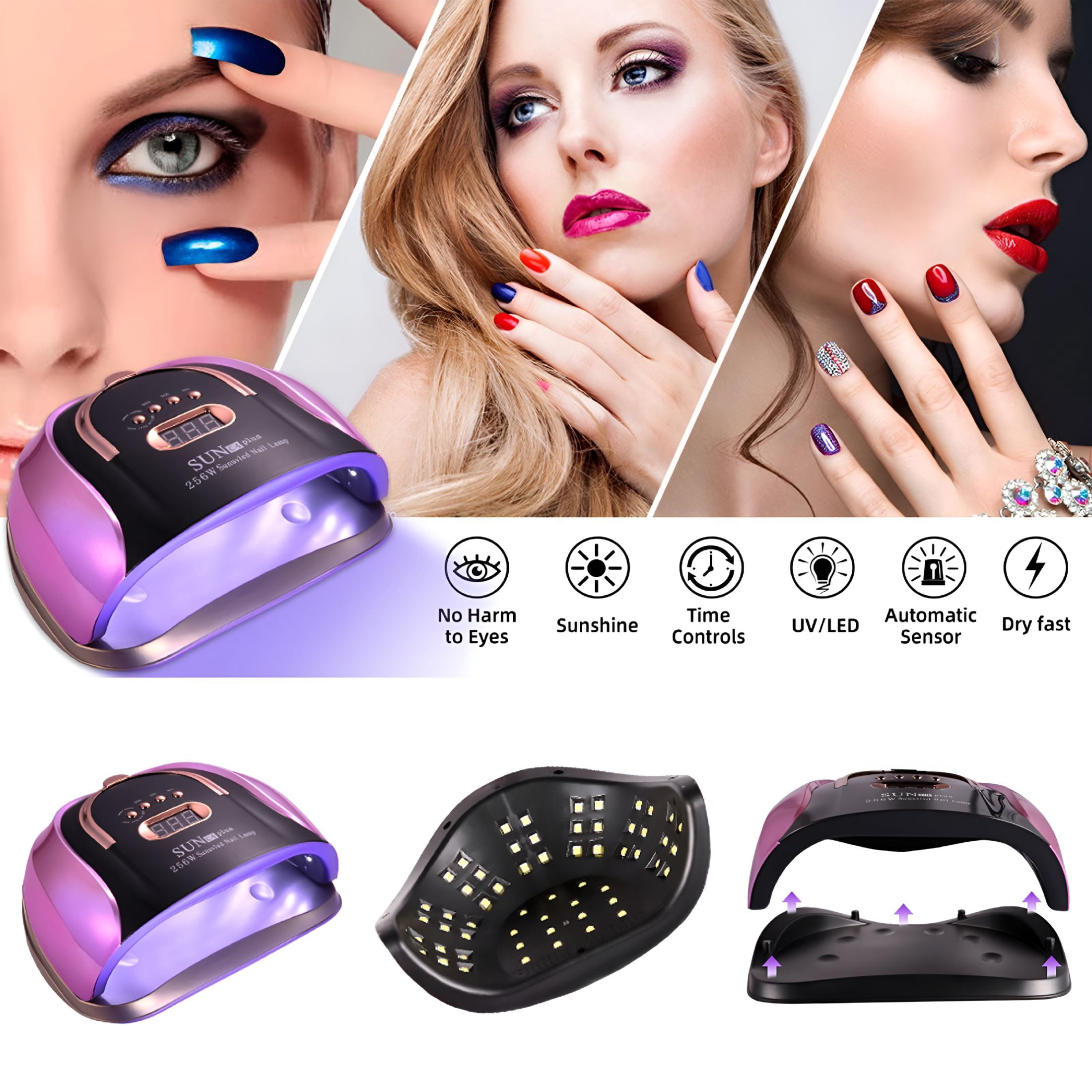 HIBIBUD 2026 New Uv Led Nail Lamp, 256W Led Nail Dryer for Gel Polish with Automatic Sensor/4 Timer Setting, for Fingernail and Toenail Nail