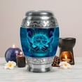 thumbnail image 5 of MUKTIVE Basketball Large Urn For Ashes for Women Funeral, Memorial Aqua Blue Urns for Human Ashes, Memorial Ash Holder for Funeral, Decorative Cremation Urns for Male Remains, 10 Inch, 5 of 7