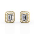thumbnail image 1 of JeenMata Pendientes con Bisel Engastado con Puntas, Canal de Halo Milgrain y Moissanita de Corte Esmeralda de 2,15 Quilates, Chapado en Oro Amarillo de 18 K sobre Plata, 1 of 4