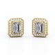 thumbnail image 1 of JeenMata Pendientes con Bisel Engastado con Puntas, Canal de Halo Milgrain y Moissanita de Corte Esmeralda de 2,15 Quilates, Chapado en Oro Amarillo de 18 K sobre Plata, 1 of 4