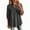 Gray, variant on Womens Summer Tops Solid Color V Neck Long Blouse Hollow Out 3/4 Sleeve Half Button Boho Shirts