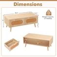 thumbnail image 3 of Costway Rattan Coffee Table Mid Century Modern Center Table with 2 Storage Drawers, 3 of 12