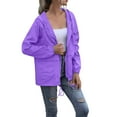 thumbnail image 3 of iHPH7 Women Fall Clothes Womens Raincoats Waterproof with Hood Softshell Jacket Travel Rain Coats for Women Packable Lightweight Rain Jacket Women Packable Rain Jacket Light Violet M, 3 of 9