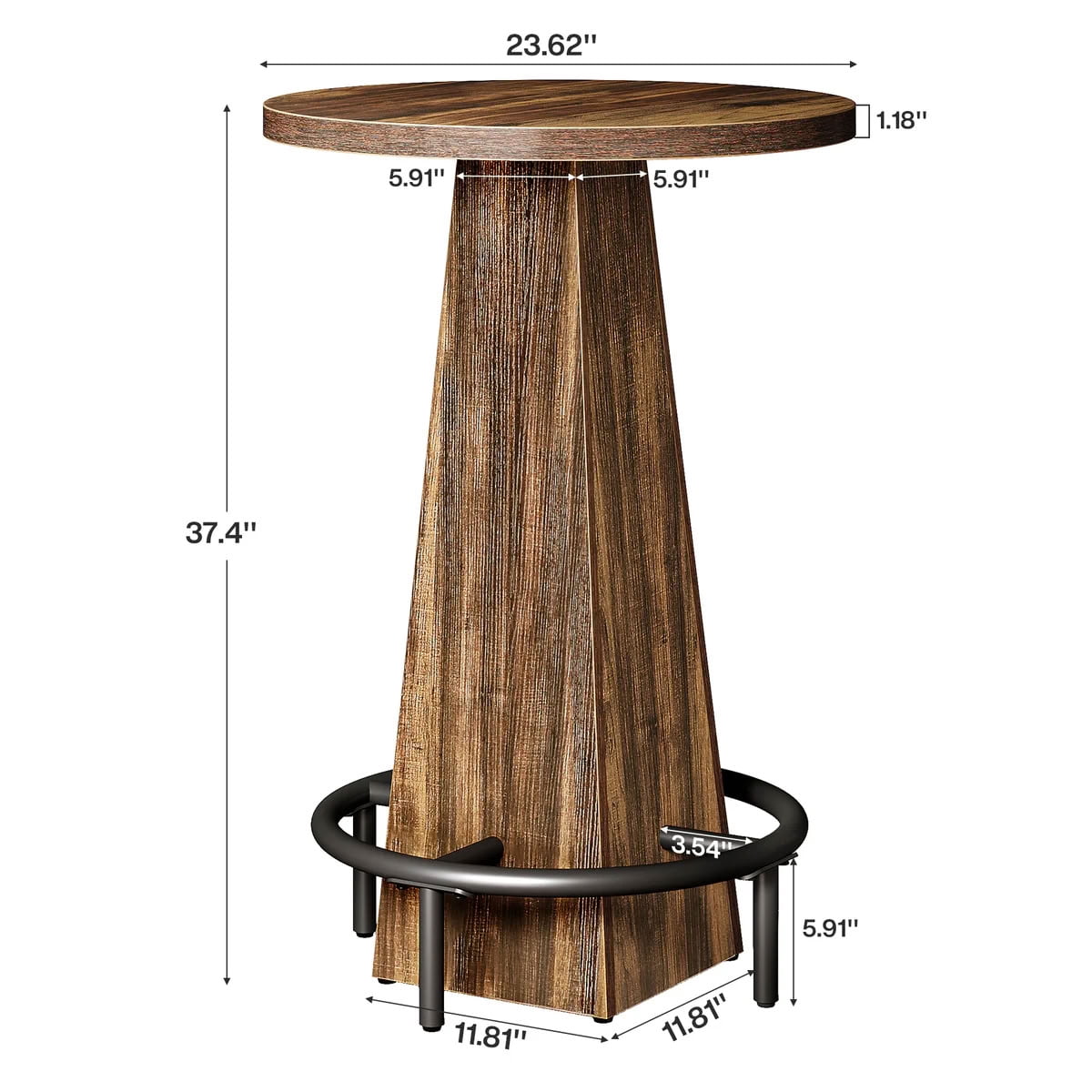MAYEERTY Round Bar Table, Modern Bistro Pub Table with Footrest for Home Bar Living Room