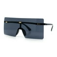 thumbnail image 4 of Oversize Rimless Shield Square Rectangle Large Sunglasses All Black, 4 of 8
