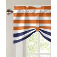 thumbnail image 2 of Tie Up Valance Curtain for Kitchen,Navy Blue Anchor Vintage Rod Pocket Short Curtains Adjustable Tie-Up Shade Valances,Costal Orange White Stripes Window Treatment for Bathroom Living Room Bedroom, 2 of 8