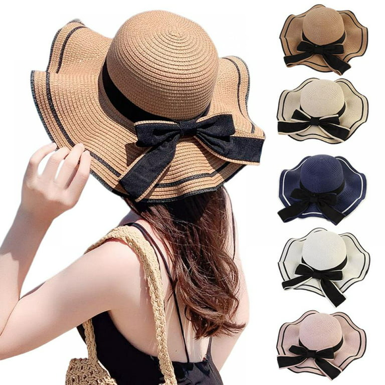 Novobey Sun Hats for Women UV Protection Wide Brim Straw Hat Women Beach Hats Summer Foldable Floppy Travel Beach Hats for Women, Women's, Size: One