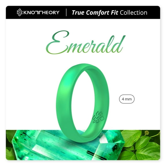 Emerald Green Breathable Silicone Ring for Women 4mm Bandwidth