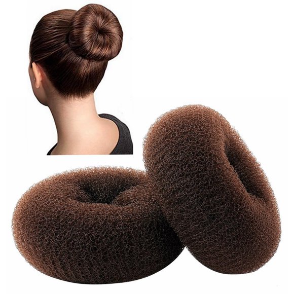 ClothoBeauty Anillo extra grande para hacer moños de pelo para mujer, moldeador de donas (para cabello grueso y largo) 5.1-5.3 pulgadas (X-marrón)