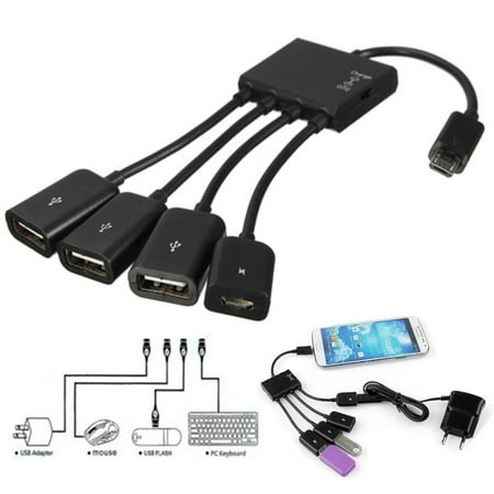 4 in 1 Micro USB Hub OTG Power Charging Cable Adapter for Android Samsung Galaxy S2 S3 S4 S5 Galaxy Note