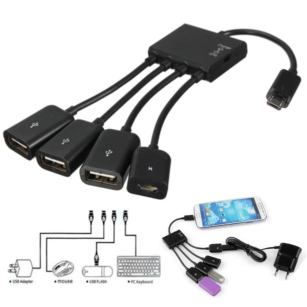 4 in 1 micro usb hub otg power charging cable adapter for android for samsung galaxy s2 s3 s4 s5 galaxy note tablet