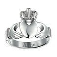 thumbnail image 2 of Bling Jewelry Womens Mens Stainless Steel Heart Band Celtic Friendship Ring Silver Gold Tone Claddagh, 2 of 6