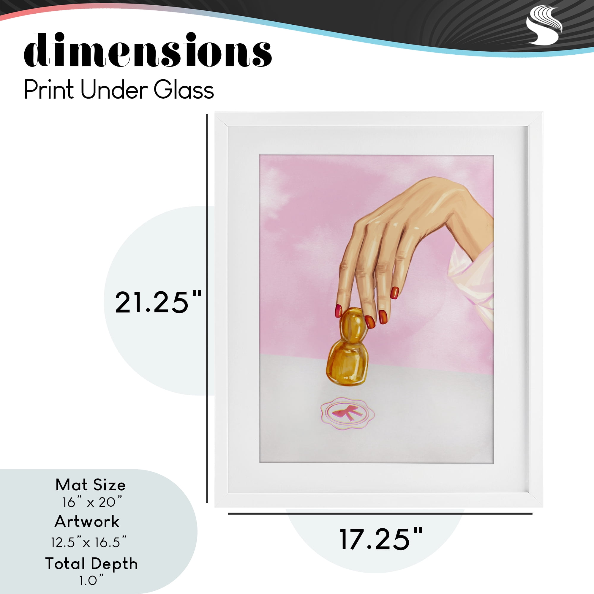 Pink Bow Fashion Stamper White Framed Print Under Glass, design by Ziwei Li