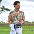 thumbnail image 3 of Pofeuu Rose Flowers Print Men's Loose Fit Midweight Short-Sleeve Pocket Polo-3X-Large, 3 of 6