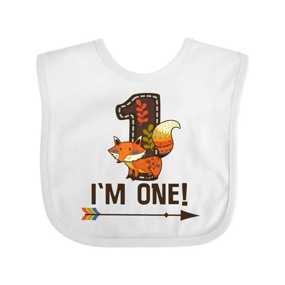 Inktastic 1st Birthday Fox 1 Year Old Boys or Girls Baby Bib
