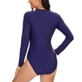 thumbnail image 6 of Womens Rashguard Long Sleeve Swimsuit Color Block Zip Front One Piece Bathing Suit for Ladies Summer Sun Protection Swim Suits UPF 50+, 6 of 6