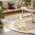 thumbnail image 4 of Round Area Rug 5ft Beige Pineapple Floor Carpets Indoor Floor Area Mat Stain-Proof Mat Circle Rugs for Living Room Dining Room Kitchen Bedroom, Summer Tropical Fruit Leaves Sofa Throw Carpet, 4 of 9