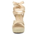 thumbnail image 6 of BLISSFUL STEP Women's Crisscross Espadrille Platform Lace Up Wedge Sandals, 6 of 8