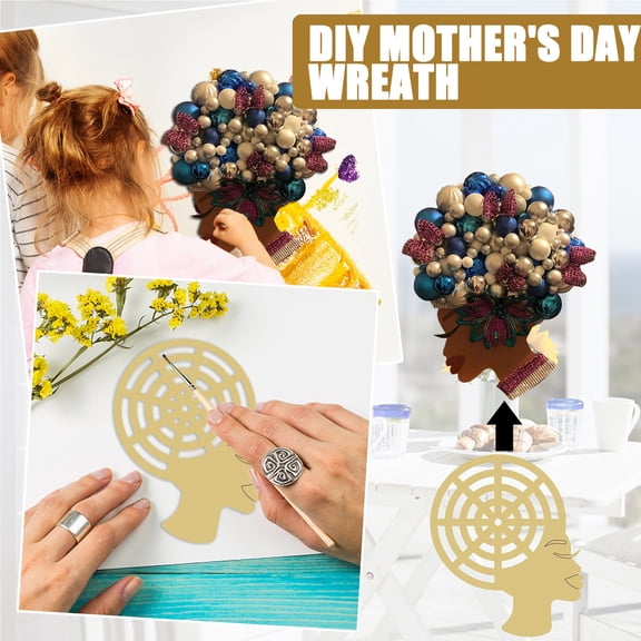 Mother's Day DIY Wooden Crafts Template, Woman Head Wreath Silhouette Template, Mother's Day DIY Wooden TemplateforWreath Silhouette, Woman Head Silhouette TemplateforDIY Crafts