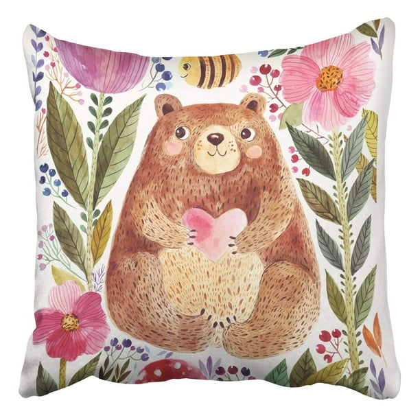 Bpbop Adorable Bear In Watercolor Technique Beautiful Cute Little Bear Pillowcase Cover Cushion 18x18 Inch Walmart Com Walmart Com