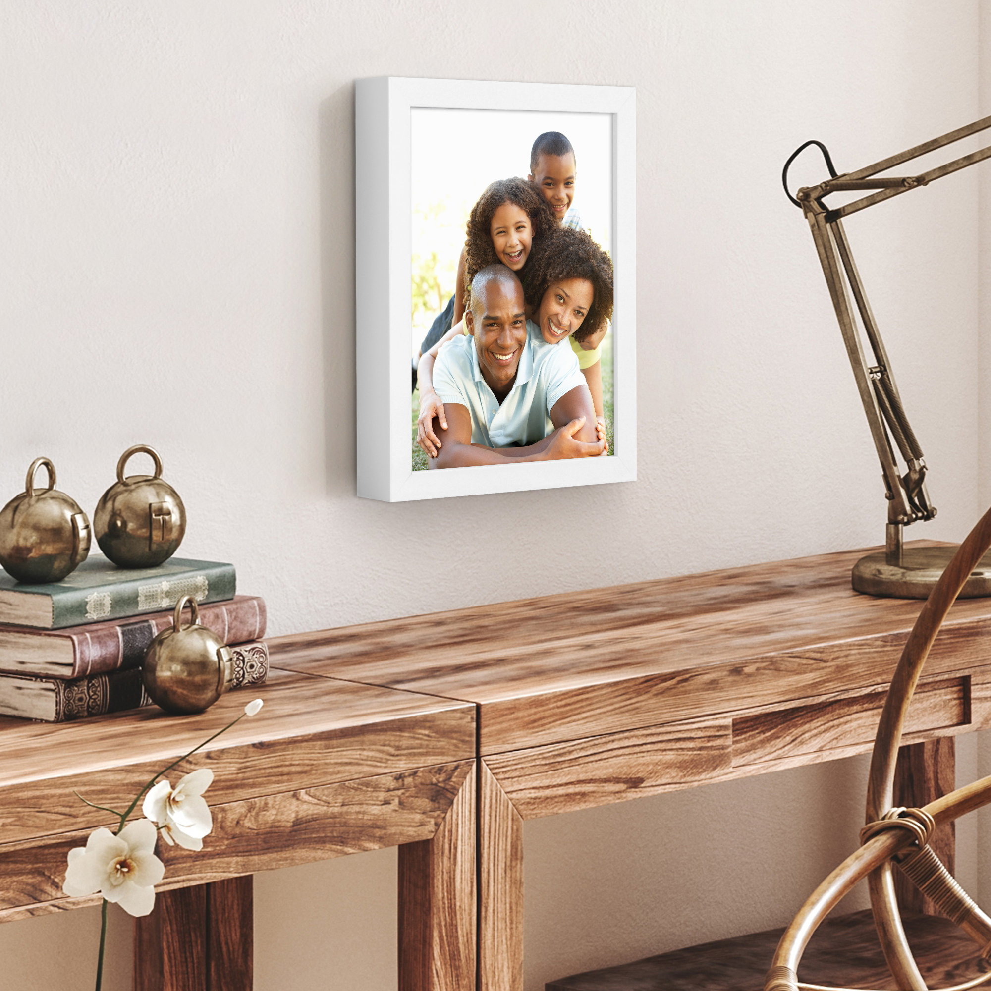 Americanflat 8" x 10" Gallery-Style Picture Frame to Secure Artwork, Prints, and Photos - White