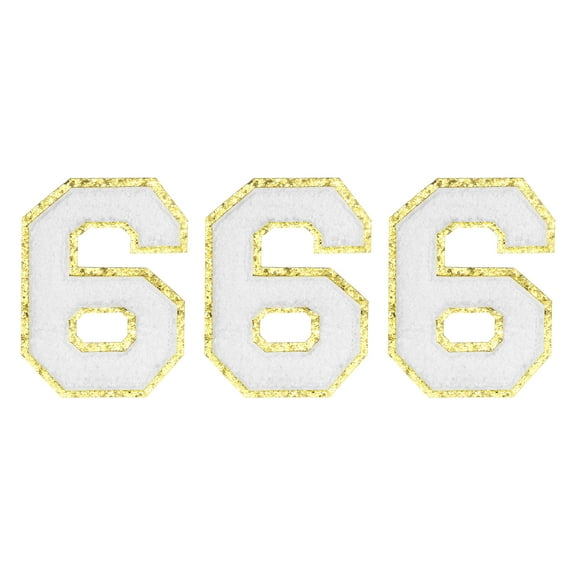 Uxcell Chenille Number Patches 4.4" Self Adhesive Number 6 Iron on Patch (White, Pack of 3)
