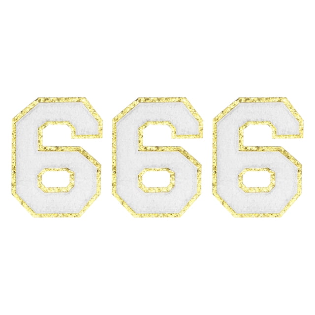 Parches de Número de Chenille Uxcell 4.4" Autoadhesivos Número 6 Parche Planchar (Blanco, Paquete de 3)