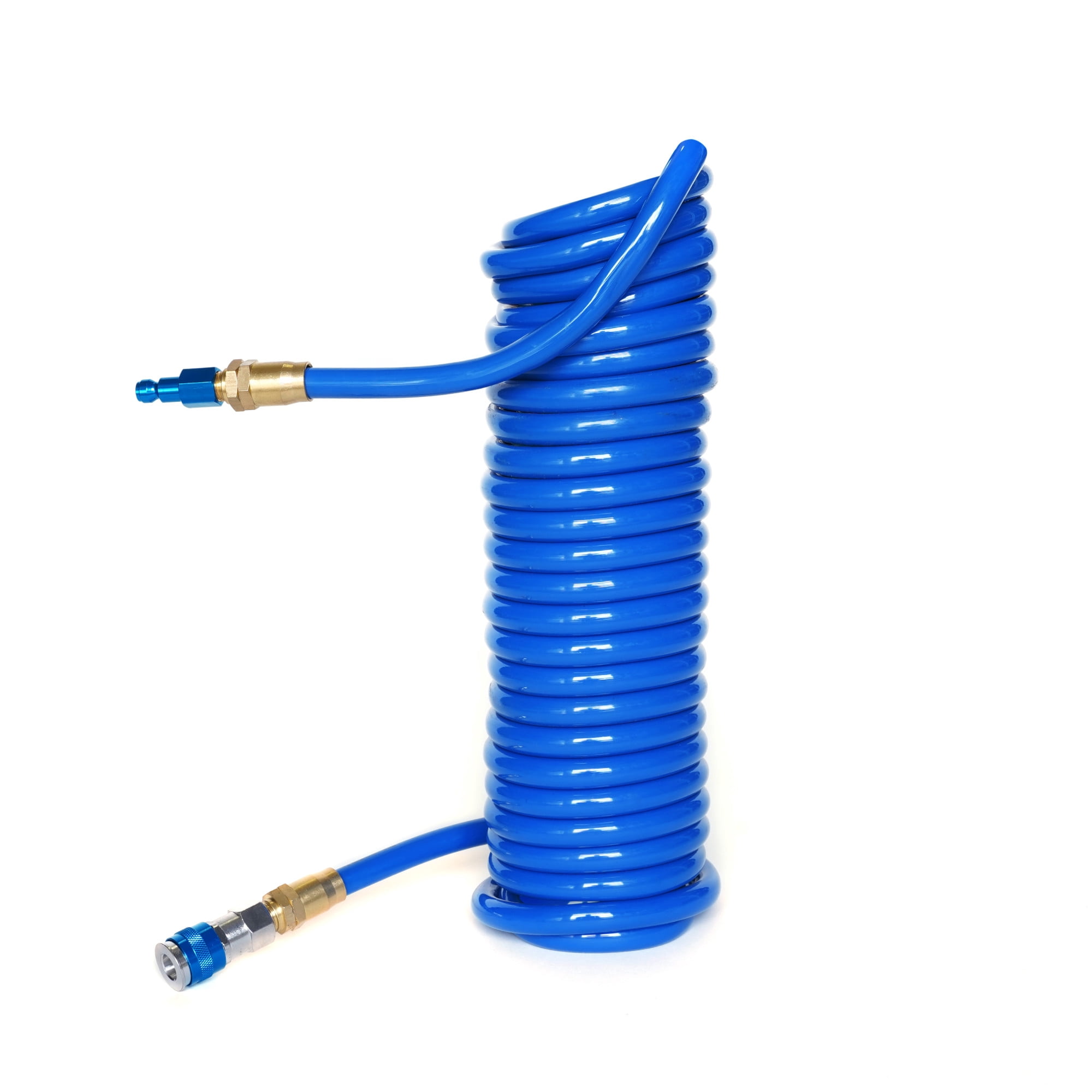 STEELMAN 50041-WMQ-IND 25-Foot Coiled 3/8-Inch ID Air Hose with Reusable 1/4-Inch NPT Brass and Quick Connect Fittings