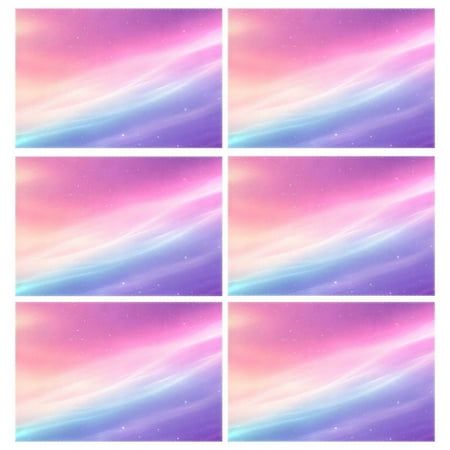 

Ryvnso Placemats Set of 6 Pink Gradient Starry Dining Mats Heat-Resistant Non-Slip Washable Table Mat