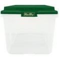 Hefty 113 qt Clear Plastic Holiday Latched Storage Bin, Green Lid