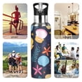 thumbnail image 5 of Shells Leaves Flowers Sports Water Bottle with Straw Lid Insulated Stainless Steel Leak Proof BPA Free Thermal Mug with Handle for Gym Yoga Cycling Camping, 5 of 8