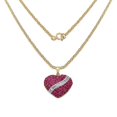 thumbnail image 5 of Genuine Ruby and White Topaz Heart Pendant Necklace 4.67 Carat in 14k Yellow Gold Plating, 5 of 8