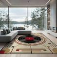 thumbnail image 2 of ODIKA 8'x10' Washable Area Rug Durable, Non-Slip Record Vintage Vinyl Music Album Inspired Circle Featuring Shaped for Living Room, Under Sectional, Family, 2 of 7