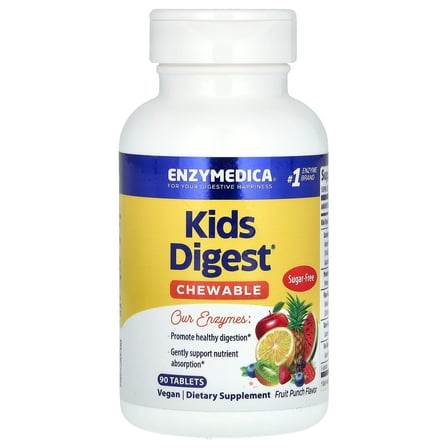 Kids Digest, Chewable Digestive Enzymes, Fruit Punch, 90 Chewable Tablets, Enzymedica