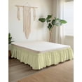 thumbnail image 2 of Yellow Striped Wrap Around Bed Skirts for California King Bed 16" Drop,Bed Skirt with Adjustable Elastic Belt Dust Ruffle Bed Valance for Bedroom Modern Simple Farmhouse Beige Vintage Bed Frame Cover, 2 of 7