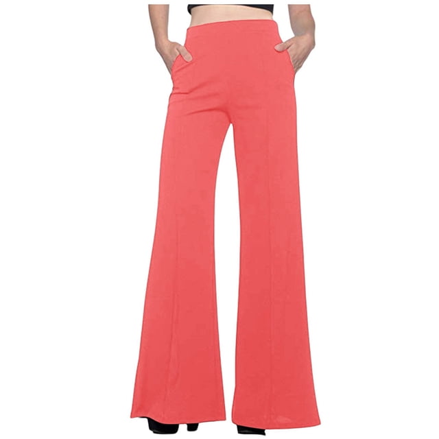 Pantalones casuales sencillos de color liso para mujer