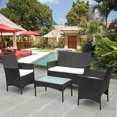 thumbnail image 3 of Costway 4pcs Patio Rattan Wicker Chair Sofa Table Set Garden Furniture Cushioned, 3 of 9