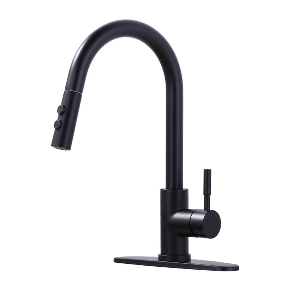 Wowow 15.6 in. 2-Mode Single Handle Stainless Steel Pull Down Sprayer Kitchen Faucet with 360° Swivel Spout