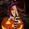 thumbnail image 4 of Red Hair Shelf Sitting Witch Figurine with Black Cat,1PCS Gothic Resin Edge Sitting Witch Statue with Witch Hat,12" Spooky Fall Halloween Decor for Tabletop& Bookshelf, 4 of 6