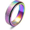 thumbnail image 1 of Yazi Spinner Ring for Women Anxiety Relief - 3Pcs 6MM Stainless Steel Sand Blast Glitter Finish Rose Gold Silver Rainbow Color Fidget Ring Band Set, 1 of 12